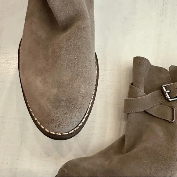 Sam Edelman Women’s ZipUp Pointed Toe Gray/Tan Leather Heeled Booties Sz 8M GUC - Picture 12 of 15